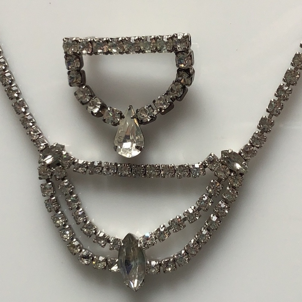 Rhinestone necklace and pin